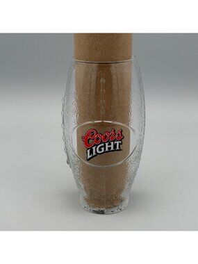 Coors Light Clear Textured Glass Beer Pint Football Shaped 6.5" Tall Barware